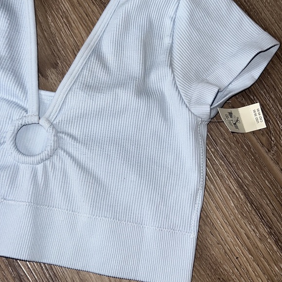 aerie crop ribbed top in blue - Picture 3 of 5